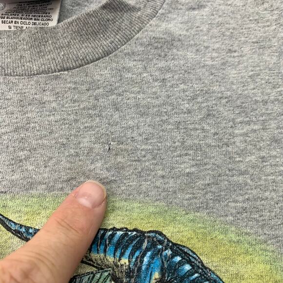 VTG Merch Kids Boys Large Grey Dinosaur TRex Tee Dino TShirt - Picture 6 of 7